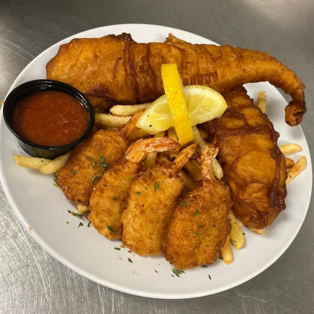 Fried Fish and Jumbo Shrimp Platter.
