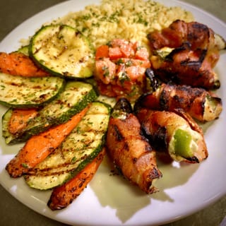 Bacon Wrapped Shrimp Dinner