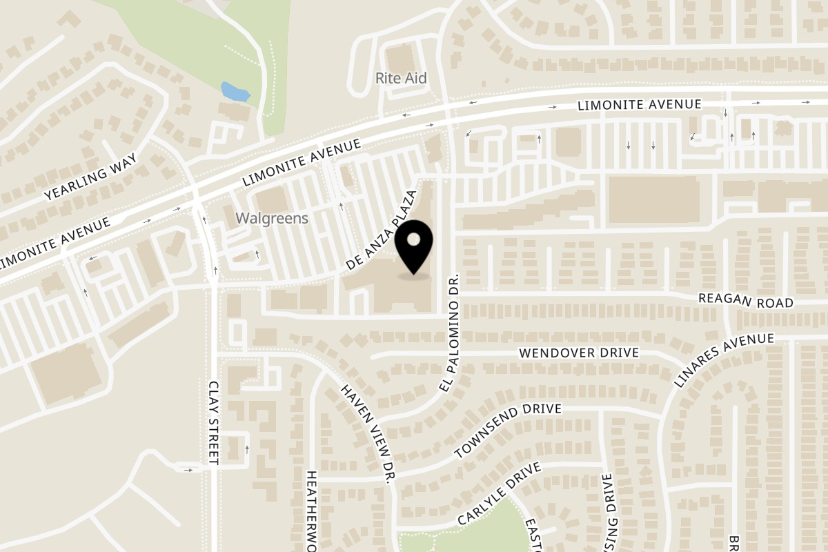 Map showing the location of Beach Sports Grill & Bar on 8022 Limonite Ave Ste 113 in Riverside